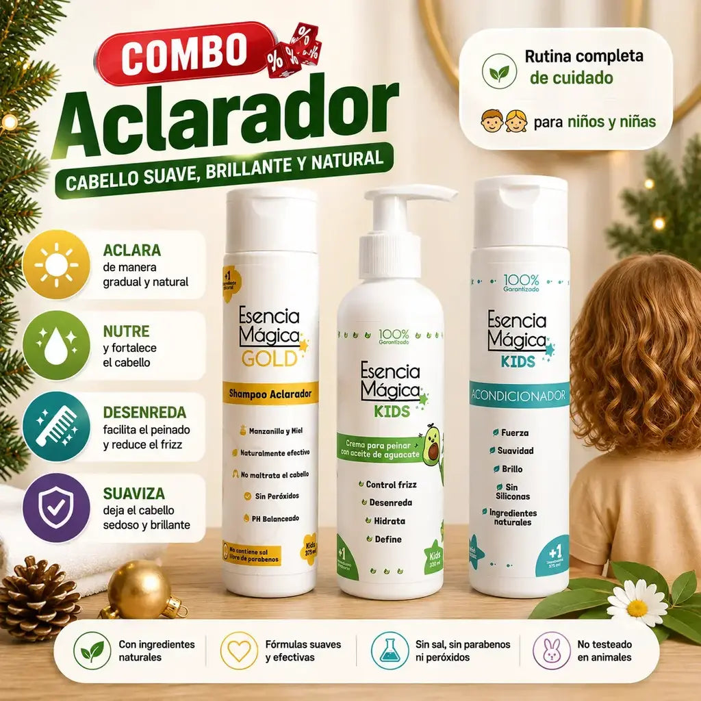 Shampoo aclarante + crema para peinar + acondicionador