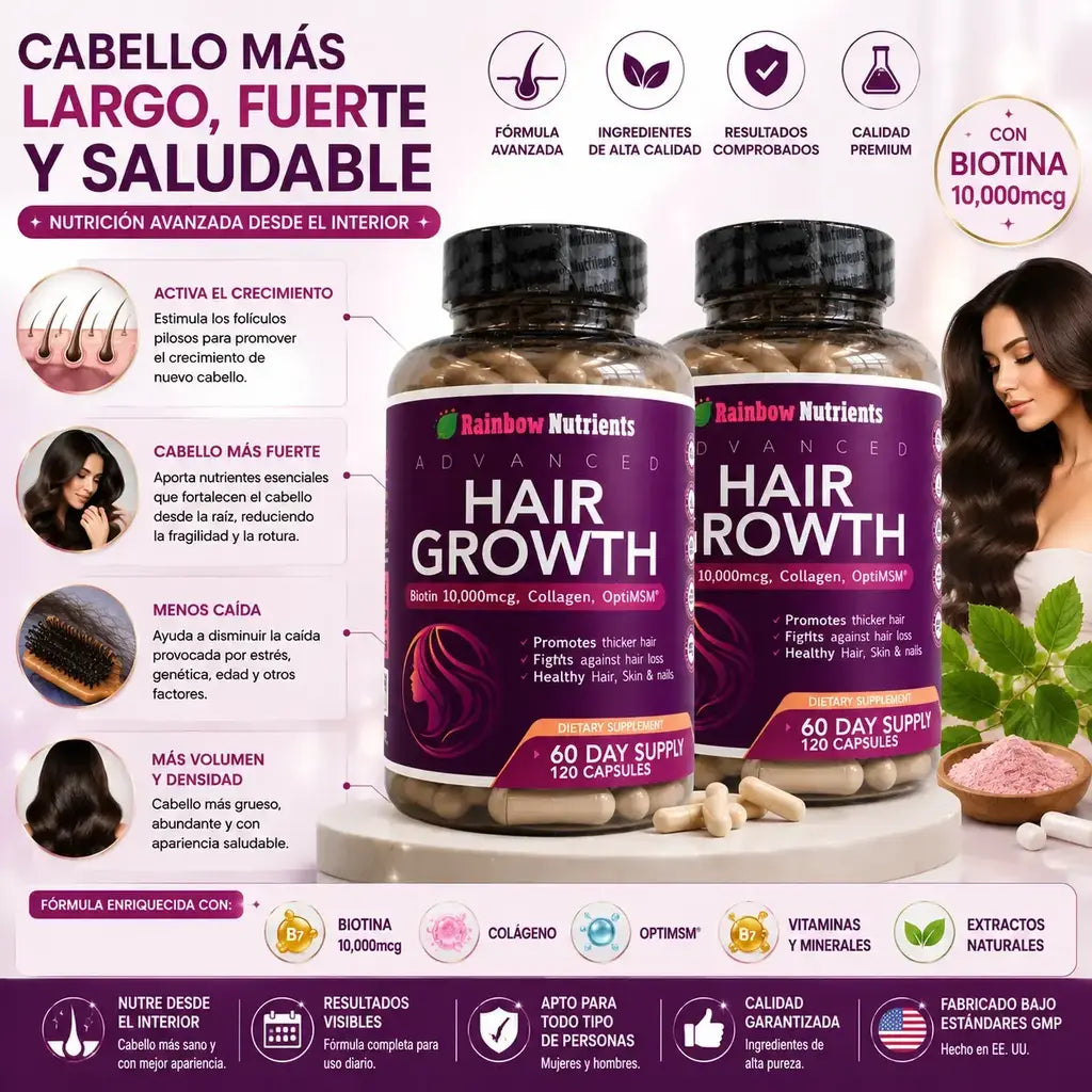Hair growth advanced | biotina 10.000mcg x 120 cápsulas