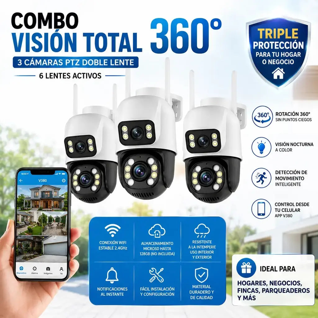 C013 Cámaras trio ¨visión total¨PTZ