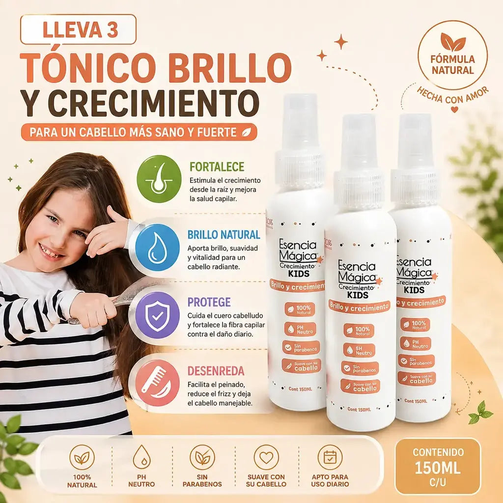 Paquete x 3 tónicos de brillo y crecimiento kids