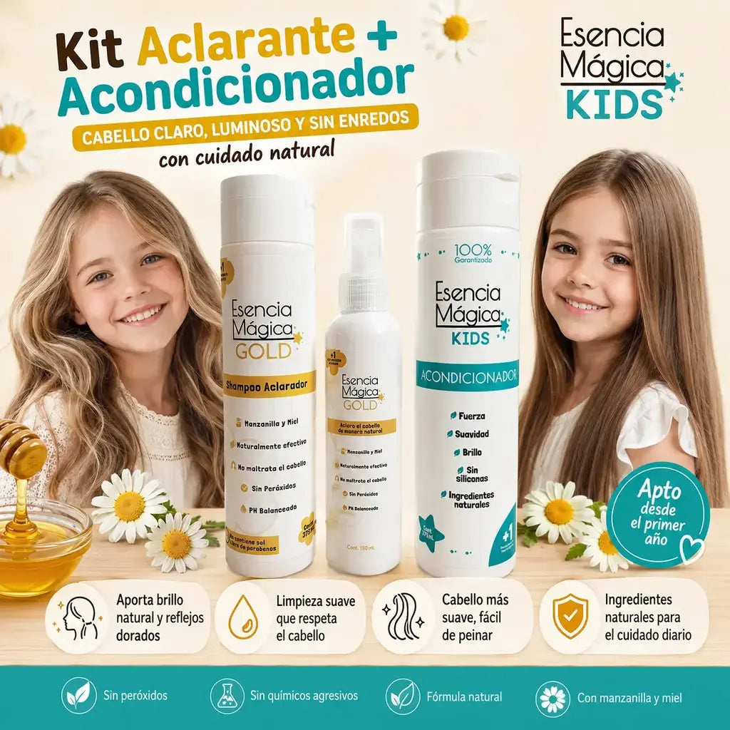 Kit aclarante + acondicionador esencia mágica kids x 3 und
