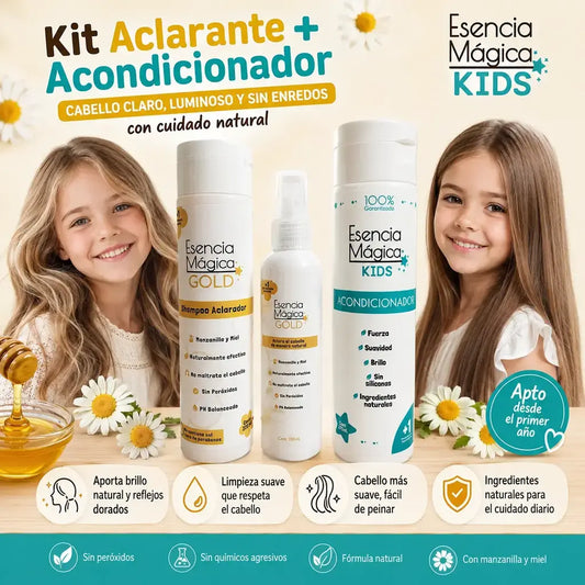 Kit aclarante + acondicionador esencia mágica kids x 3 und