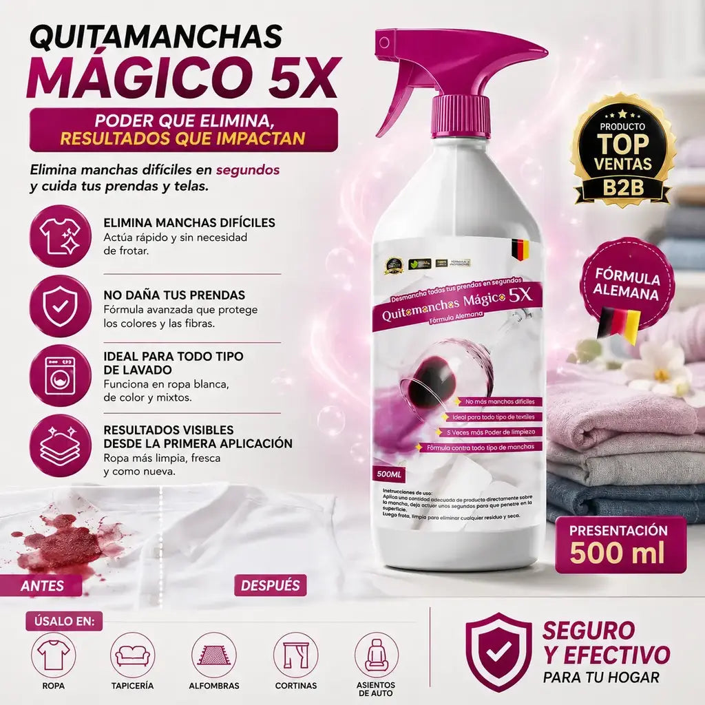 Quita manchas mágico 5x para telas