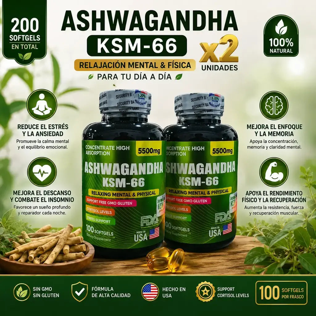 Ashwgandha original ksm- 66 x dos unidades