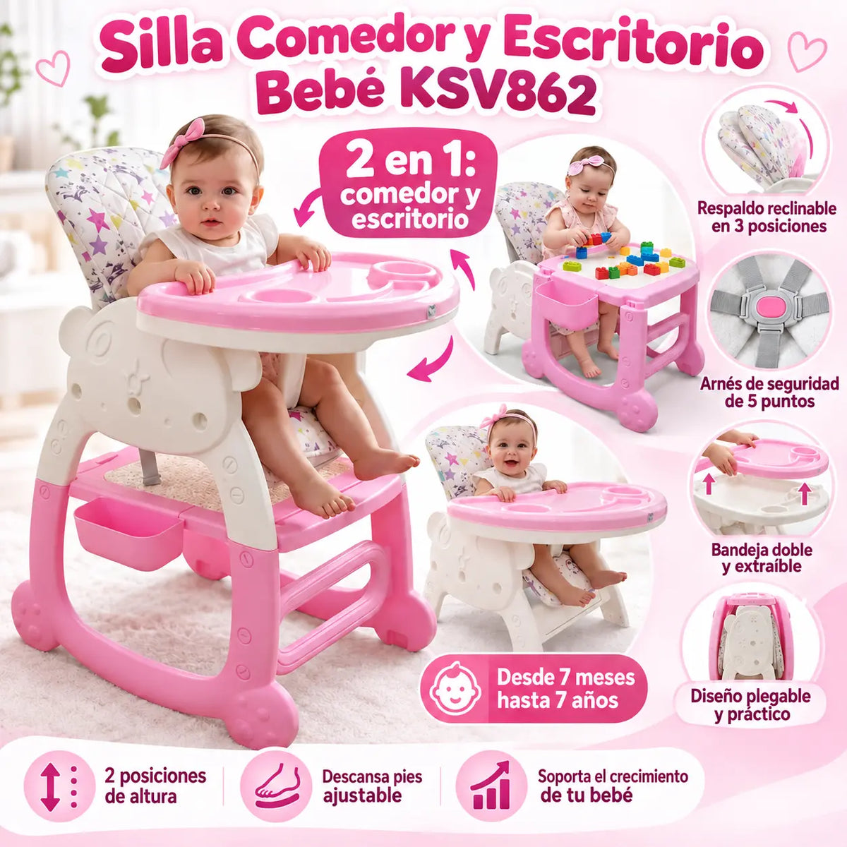Silla Comedor Y Escritorio Bebe Ksv-862