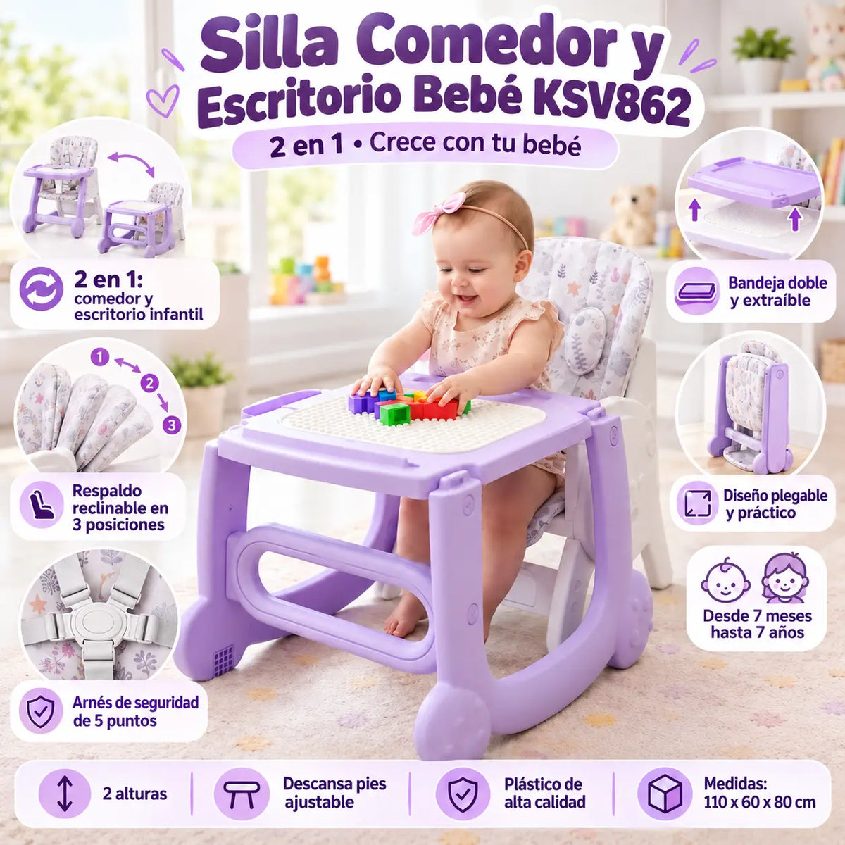 Silla Comedor Y Escritorio Bebe Ksv-862