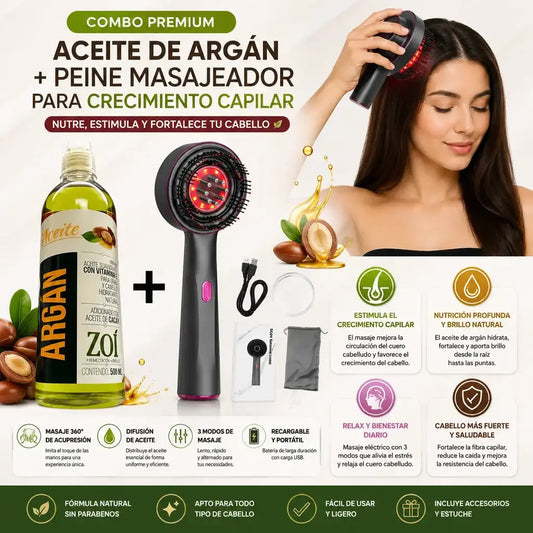 Peine masajeador eléctrico para crecimiento capilar