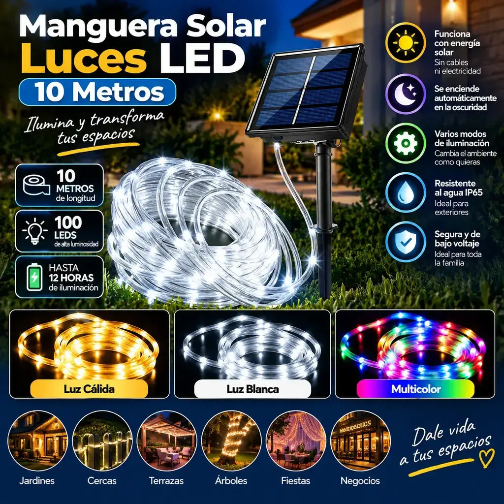 Manguera solar luces navidad 10 metros