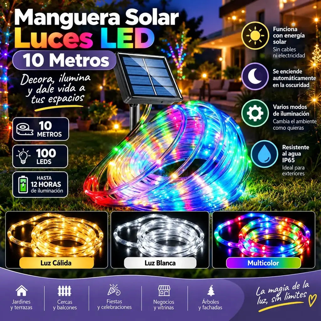 Manguera solar luces navidad 10 metros