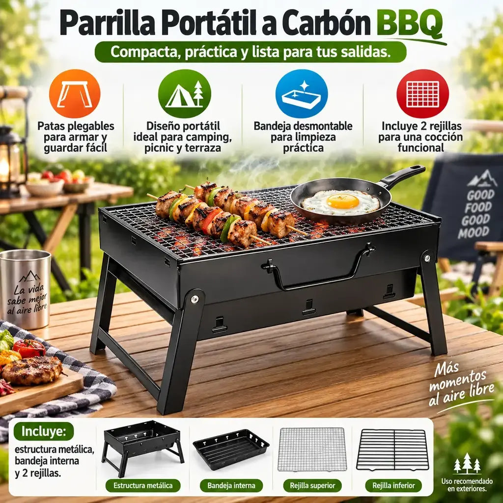 Parrilla portátil a carbón BBQ