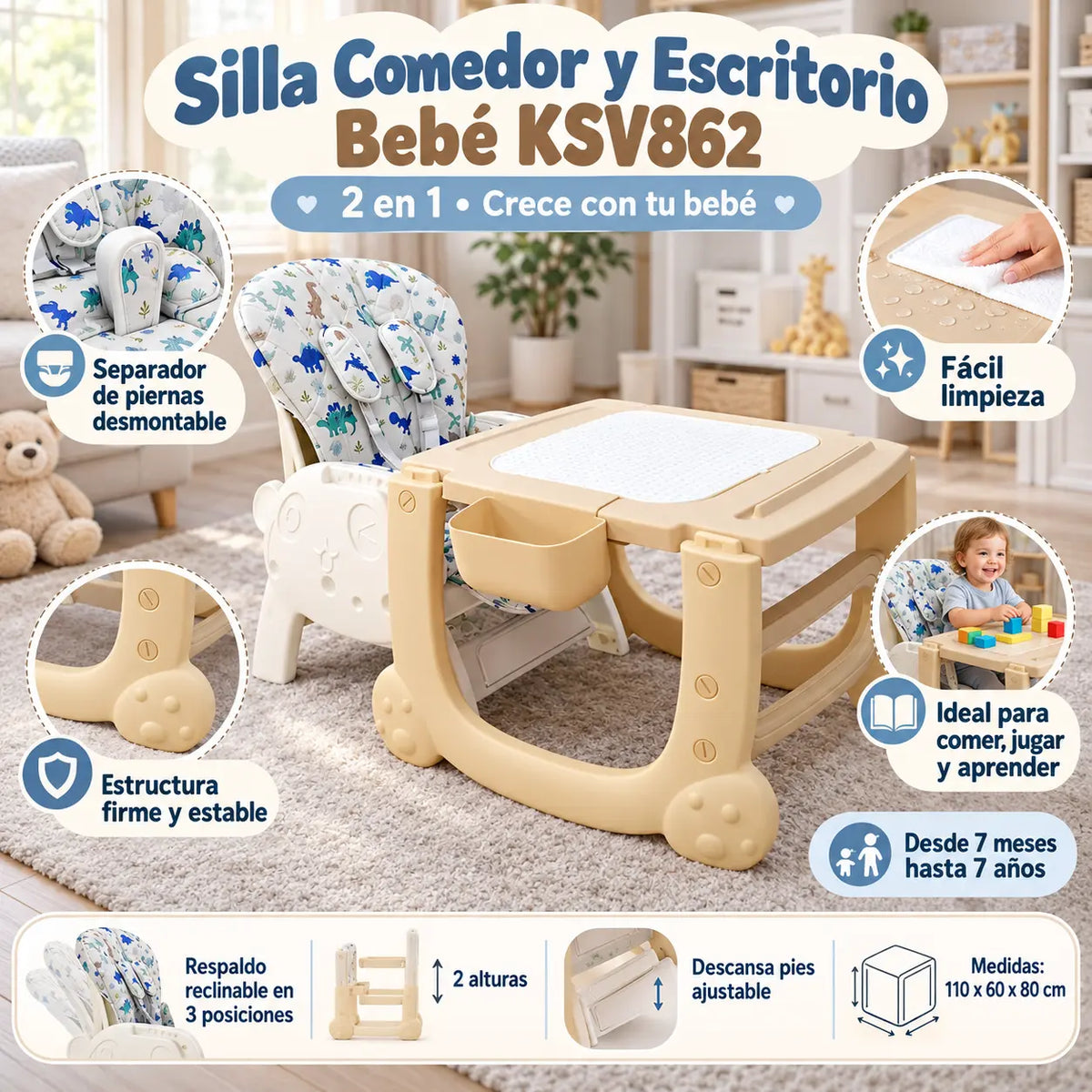 Silla Comedor Y Escritorio Bebe Ksv-862