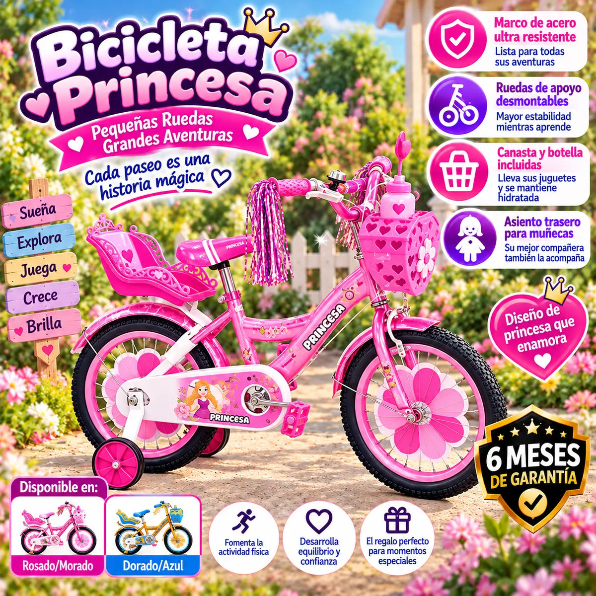 Bicicleta de princesa metalizado RIN 16