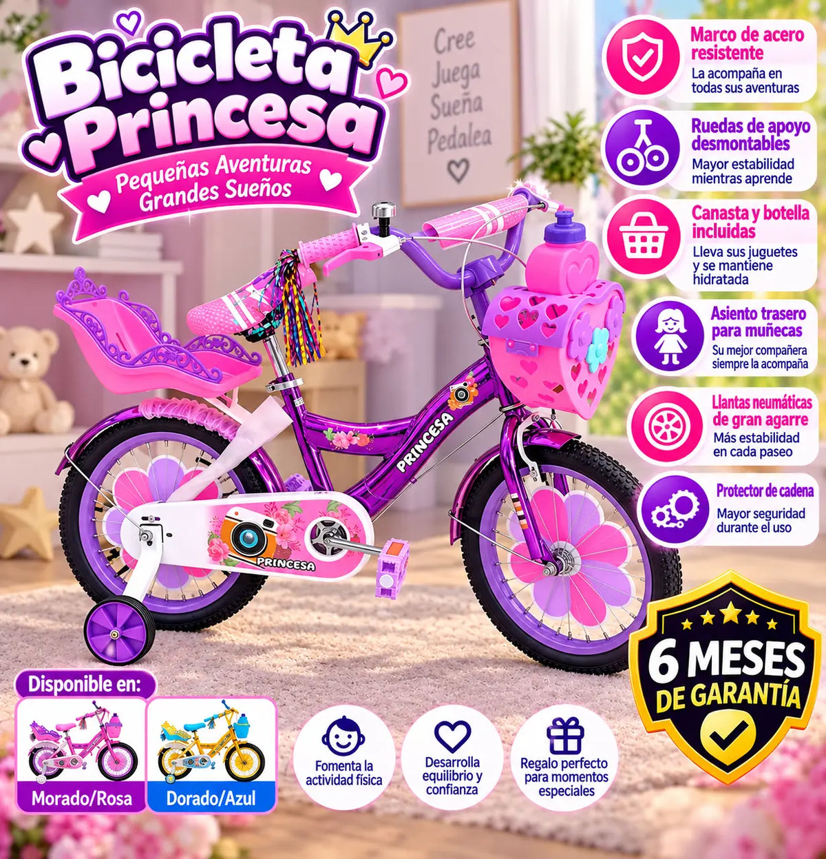 Bicicleta de princesa metalizado RIN 16