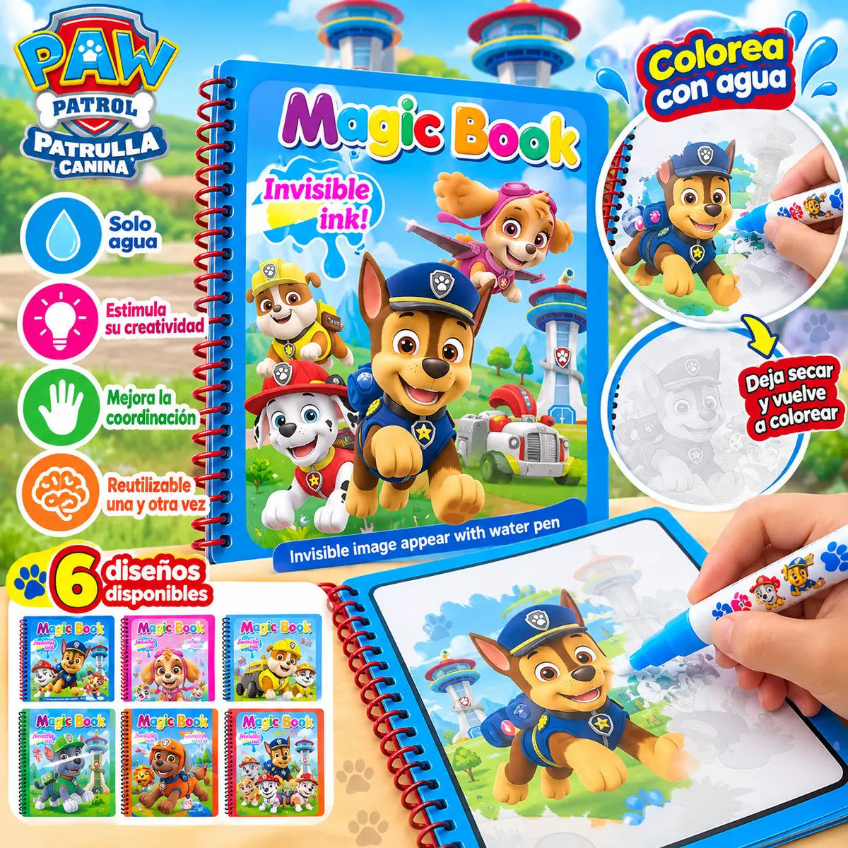 Libro mágico agua para pintura