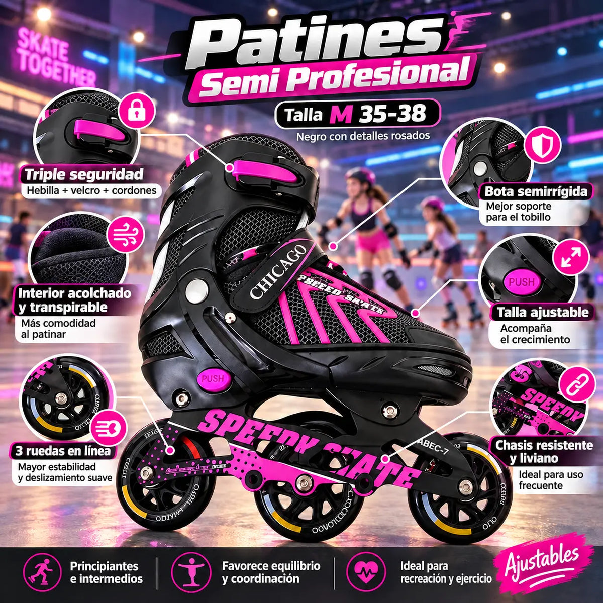 Patines semi Profesional Talla m 35-38