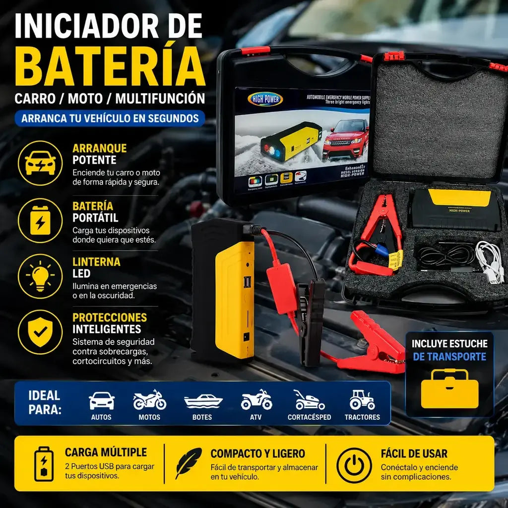 Iniciador de bateria carro/ moto/ multifun