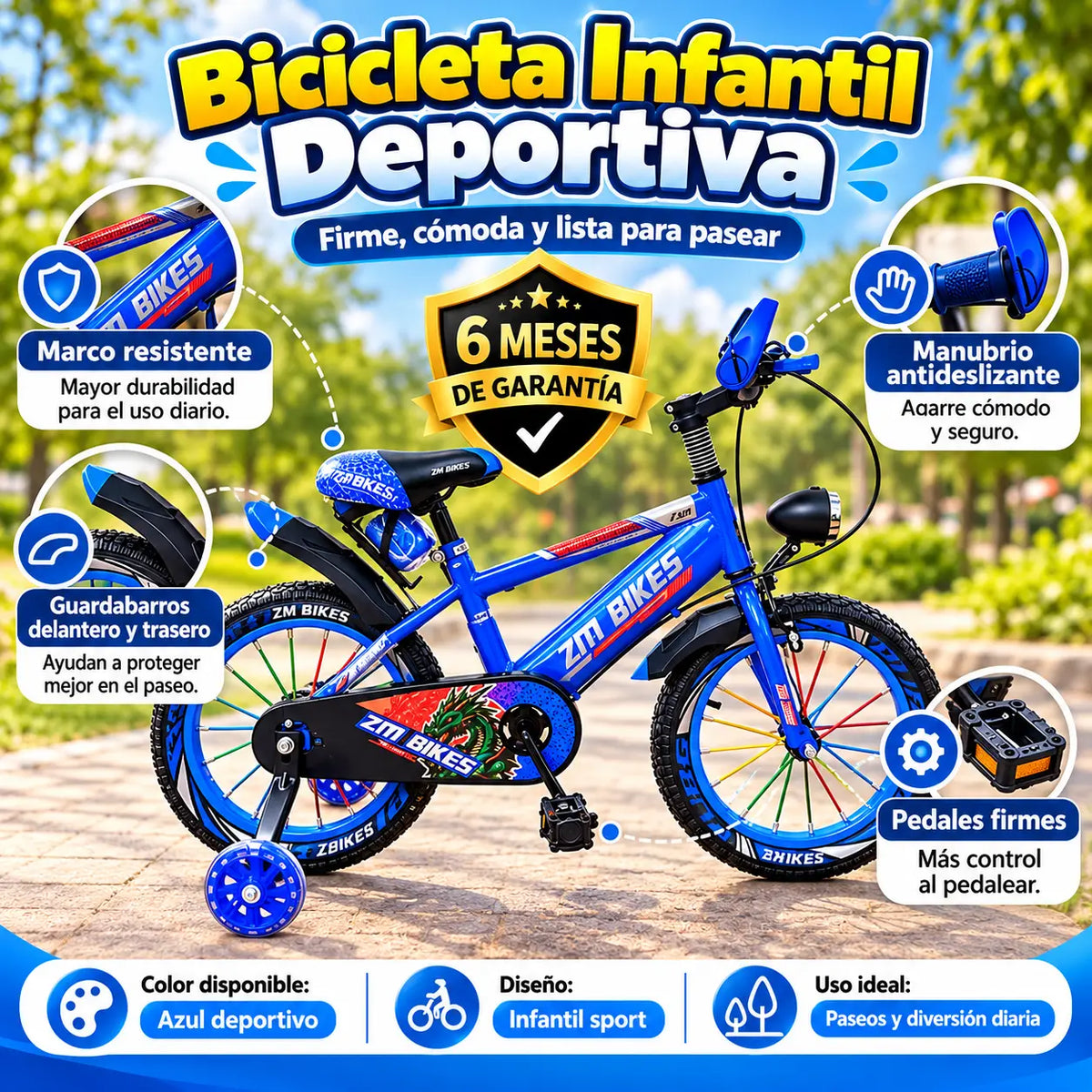 Bicicleta con lámpara y foco rin 16