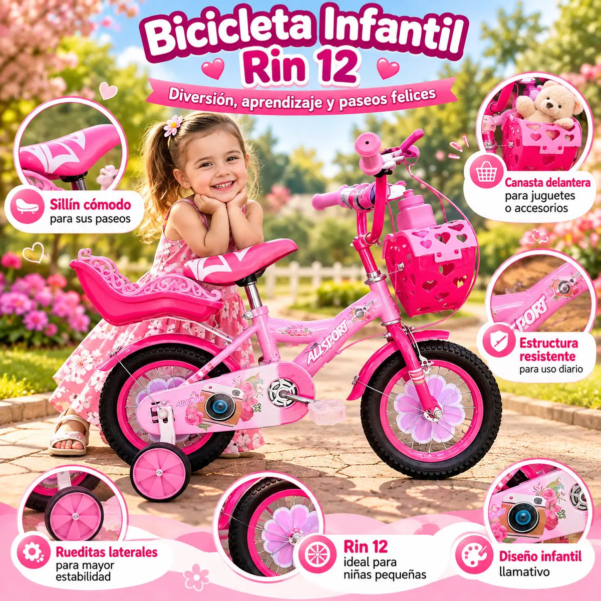 Bicicleta Infantil Niñas Rin 12