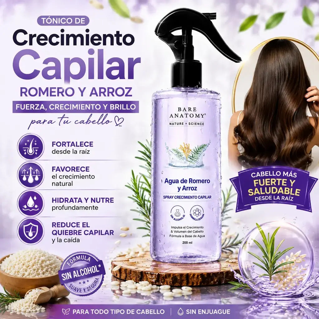 Tónico de crecimiento de romero y arroz
