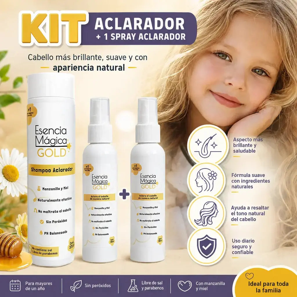 Kit aclarador 1 shampoo + 2 tónicos