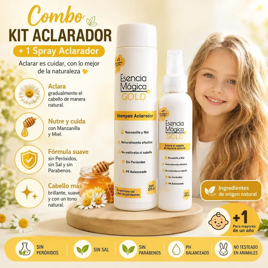 Kit aclarador esencia mágica gold + spray aclarador