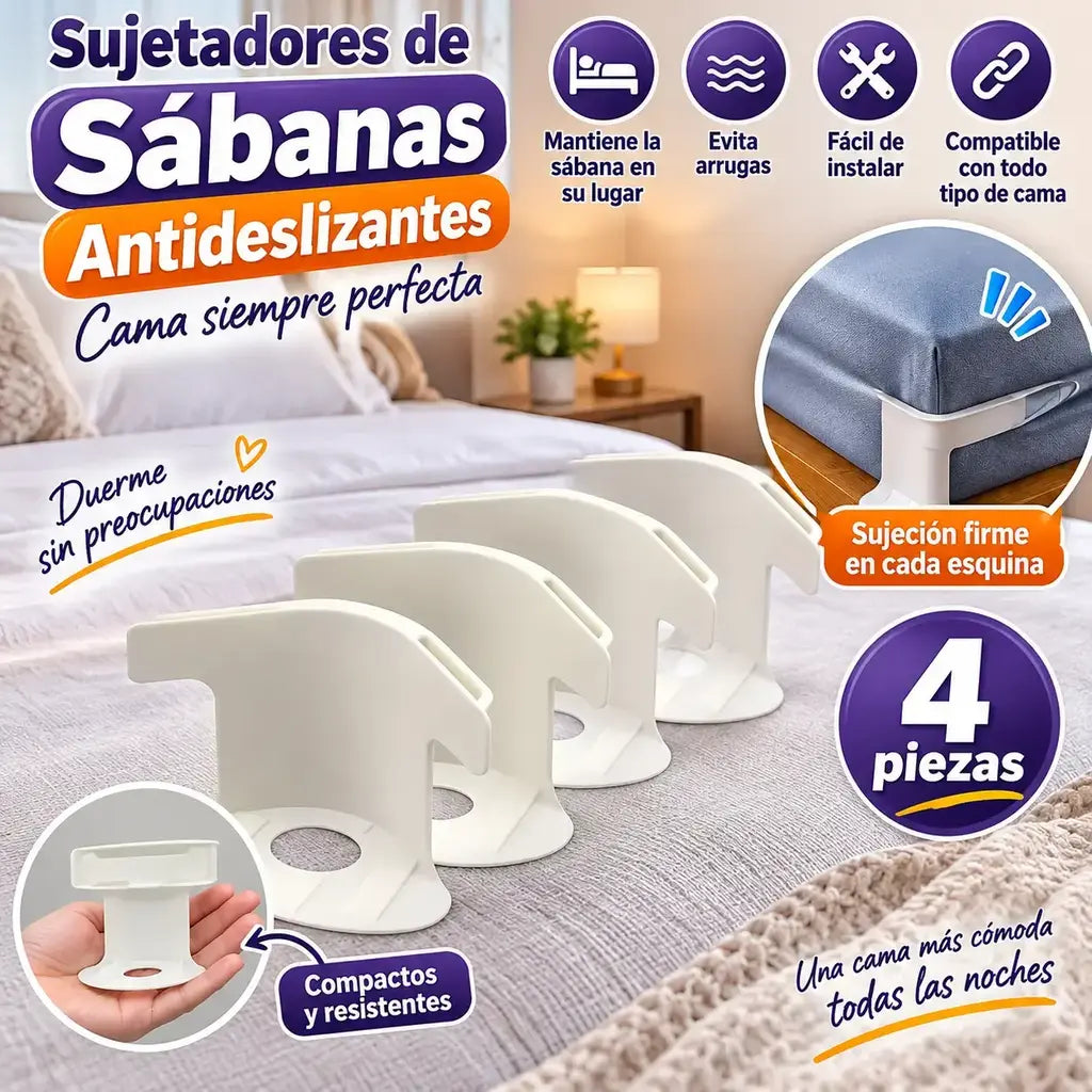 Sujetadores de sábanas antideslizante x (4 piezas)