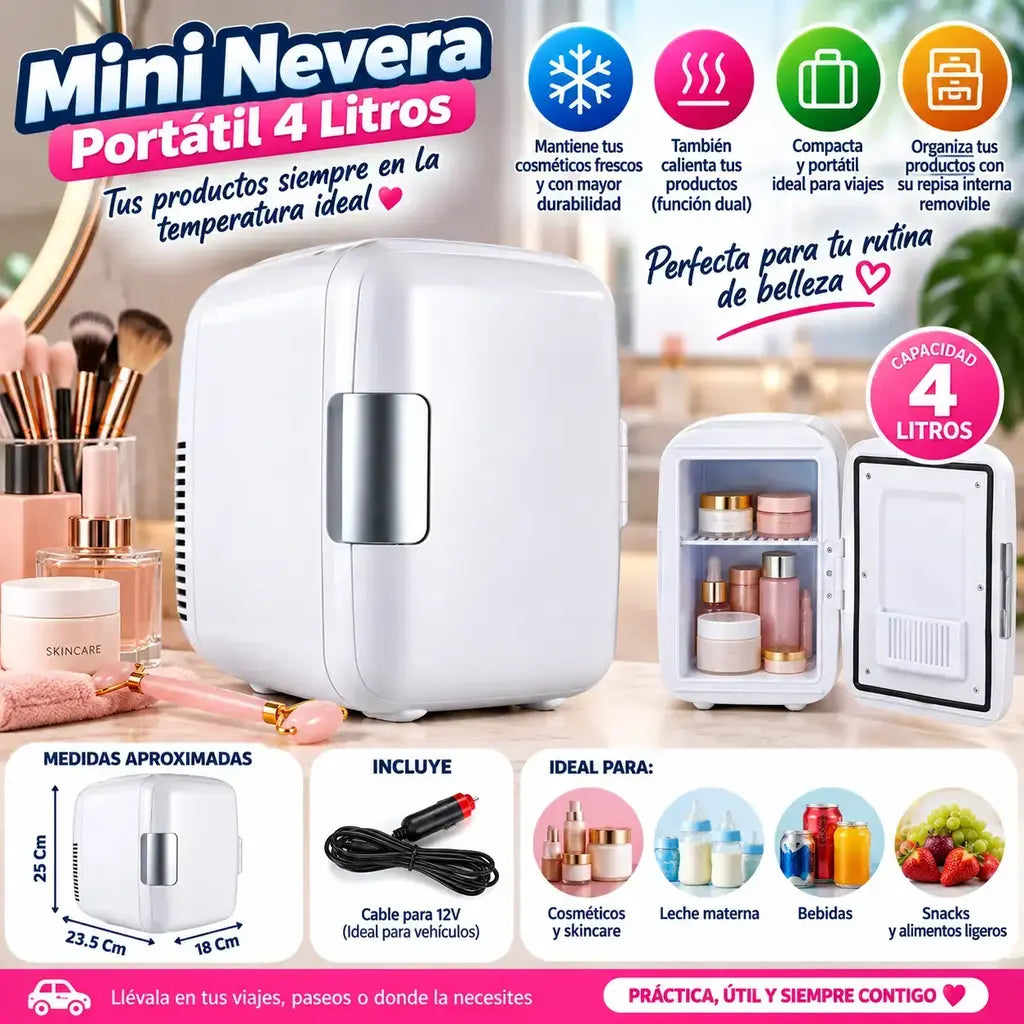 Mini nevera refrigerador 4 litros color blanco