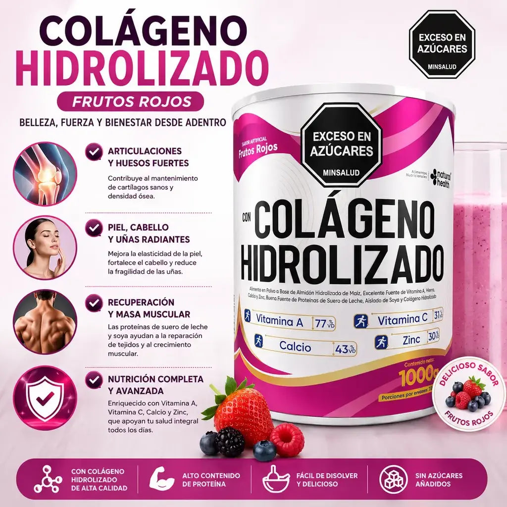 Colágeno hidrolizado frutos rojos 1000gr